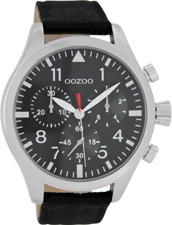 Oozoo Timepieces XL Black Leather Strap C6799