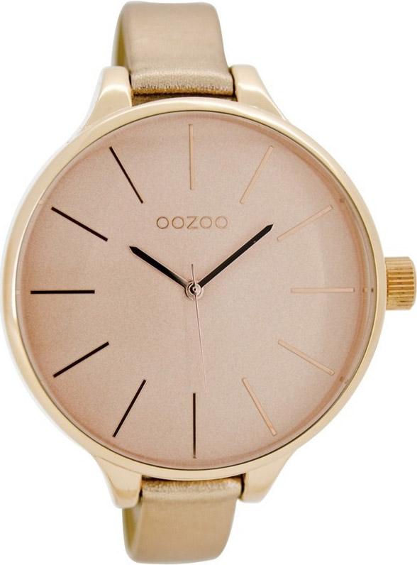 Oozoo XL Timepieces Slim Beige Leather Strap C6843