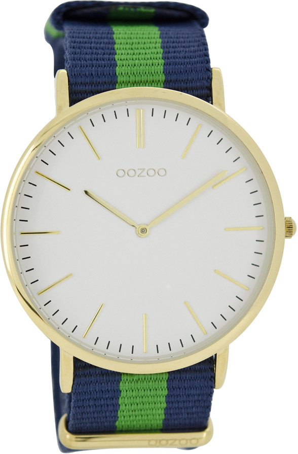 OOZOO Timepieces Vintage Gold Two Tone Fabric Strap C6918