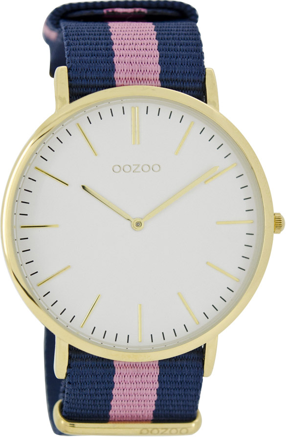 OOZOO Timepieces Vintage Gold Two Tone Fabric Strap C6919