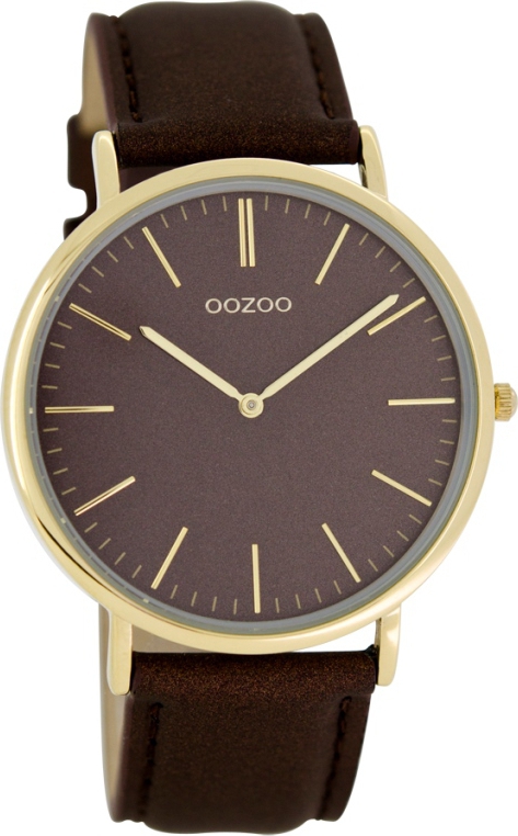 OOZOO Timepieces Vintage Gold Case Brown Leather Strap C6948