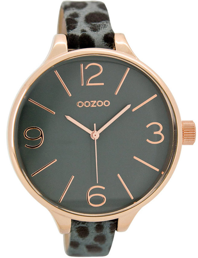 Oozoo Timepieces Rose Gold Ladies Blue Leather Strap C7157
