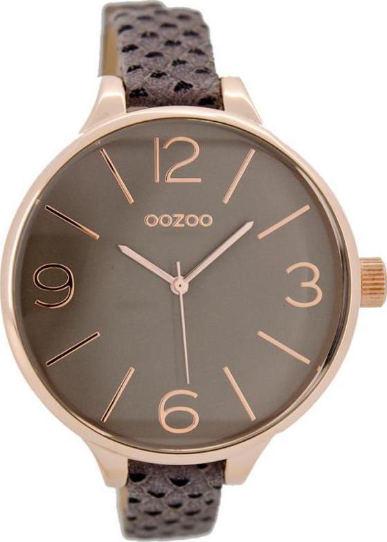 Oozoo Timepieces Rose Gold Ladies Dark Grey Leather Strap C7159