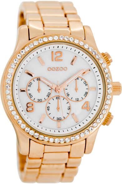 OOZOO Timepieces Crystals Rose Gold Metal Bracelet C7237