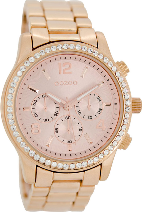 OOZOO Timepieces Crystals Rose Gold Metal Bracelet C7238