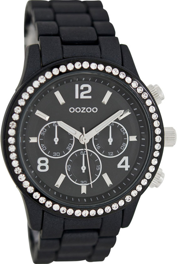 OOZOO Timepieces Crystals Black Metal Bracelet C7239