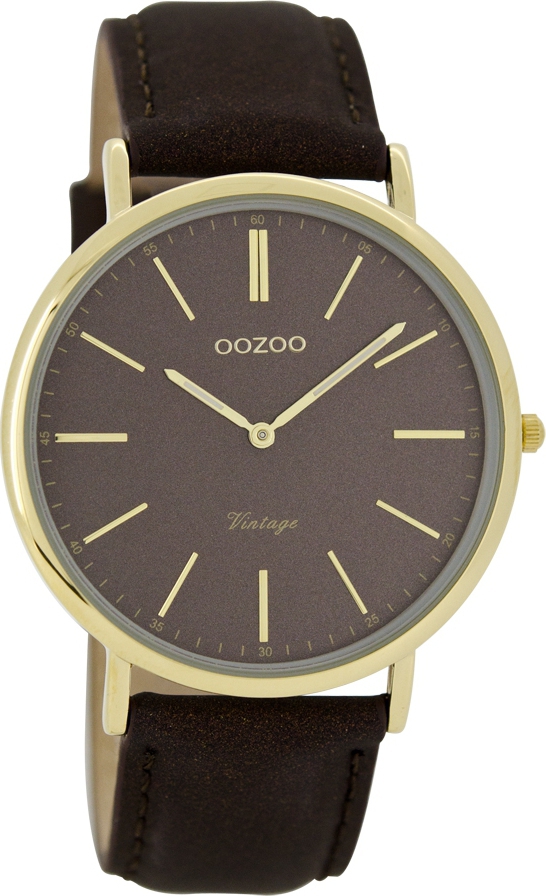 OOZOO Timepieces Vintage Gold Brown Leather Strap C7323
