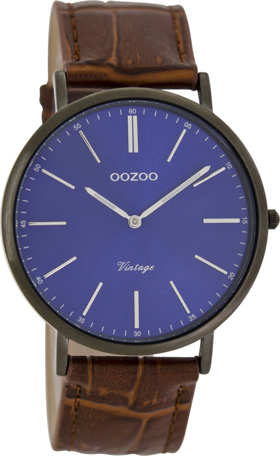 Oozoo Timepieces Vintage Ultra Slim Brown Leather Strap C7339