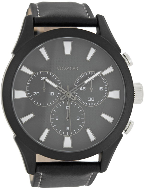 OOZOO Timepieces XXL Black Leather Strap C7474