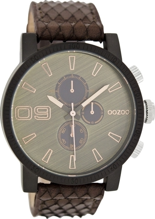 OOZOO Timepieces Brown Snake Leather Strap C7497