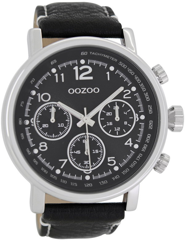 OOZOO Timepieces XXL Black Leather Strap C7509