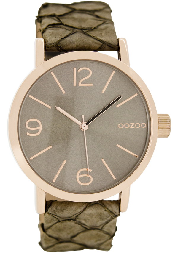 OOZOO Timepieces Rose Gold Brown Leather Strap C7576