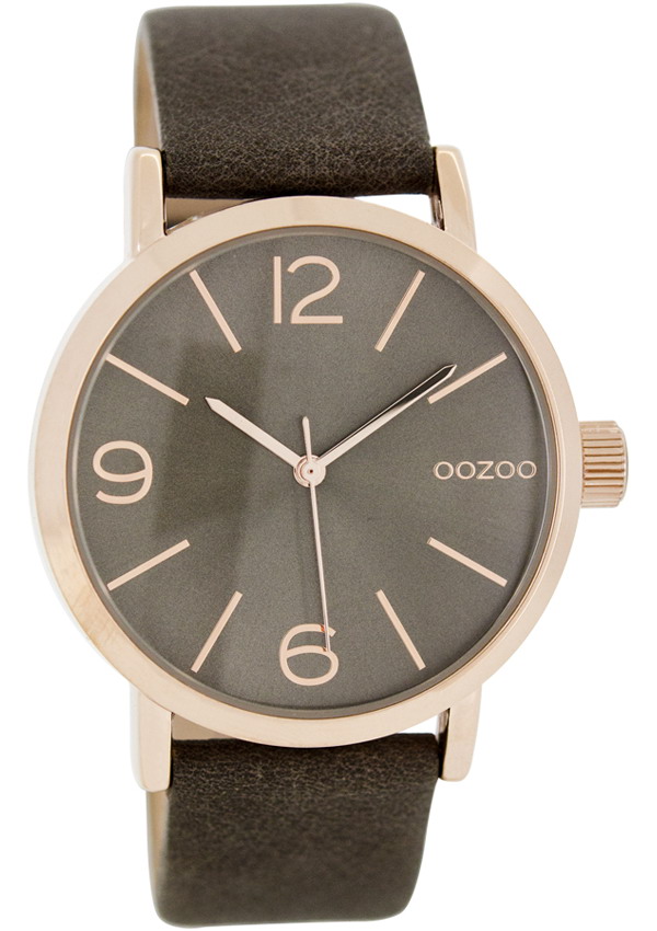 OOZOO Timepieces Rose Gold Brown Leather Strap C7578