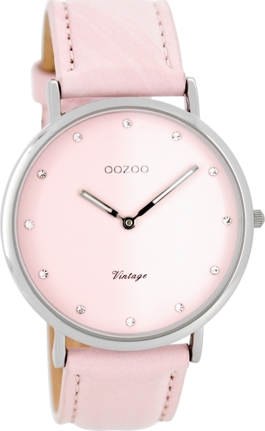 OOZOO Timepieces Vintage Crystals Pink Leather Strap C7774