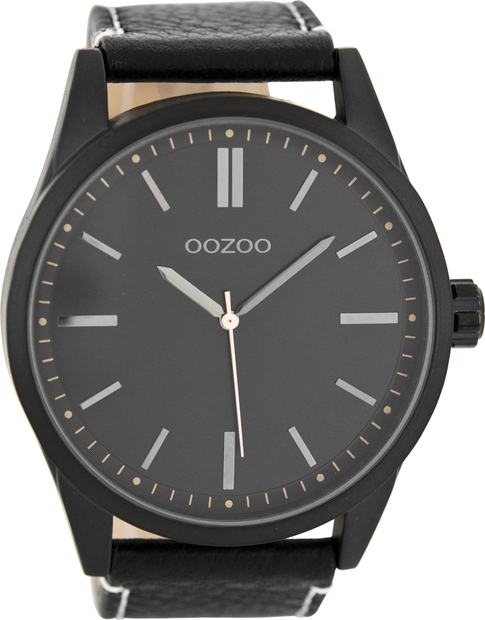 OOZOO Timepieces XXL Black Leather Strap C7844