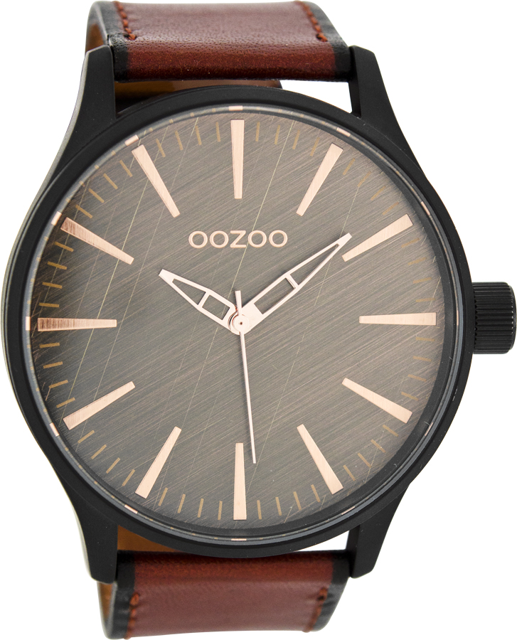 OOZOO Timepieces XXL Brown Leather Strap C7862