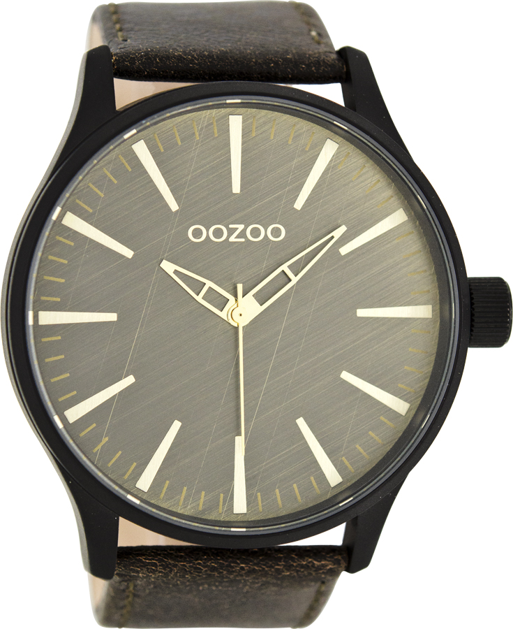 OOZOO XL Τimepieces Black Leather Strap C7863
