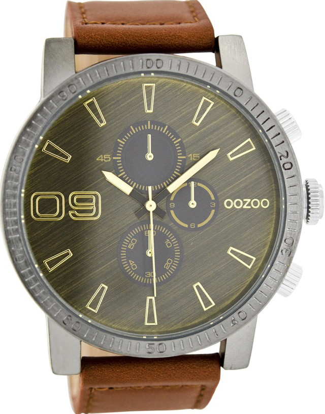 OOZOO Timepieces XXL Brown Leather Strap C7865
