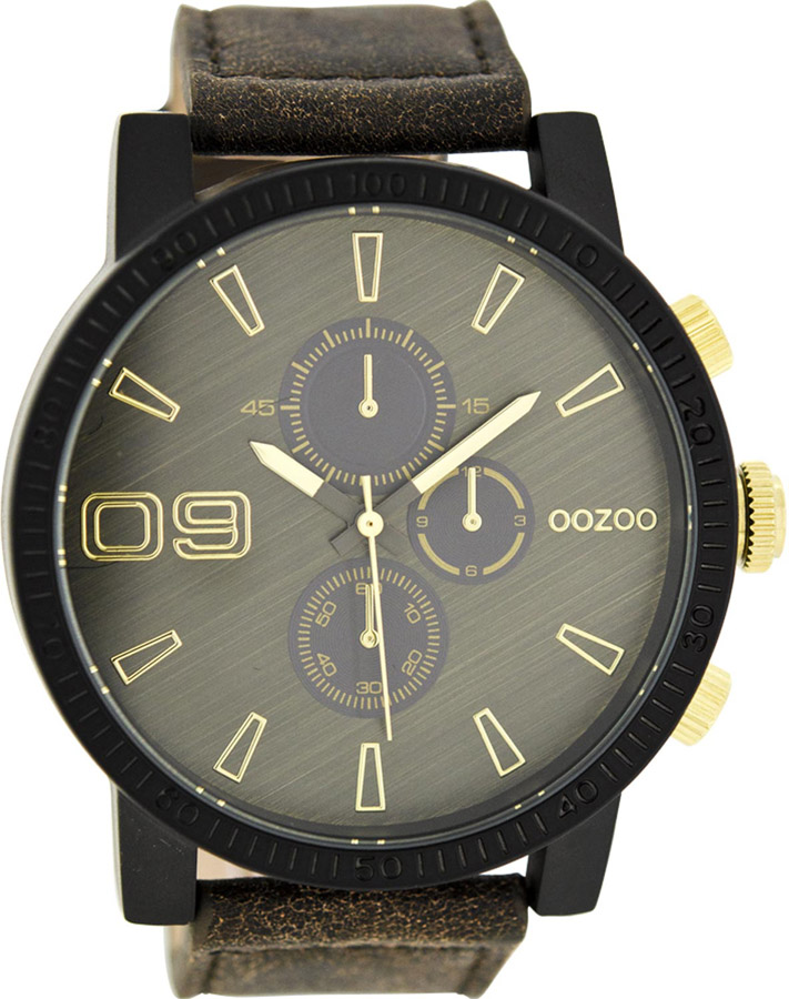 OOZOO Timepieces XXL Brown Leather Strap C7866