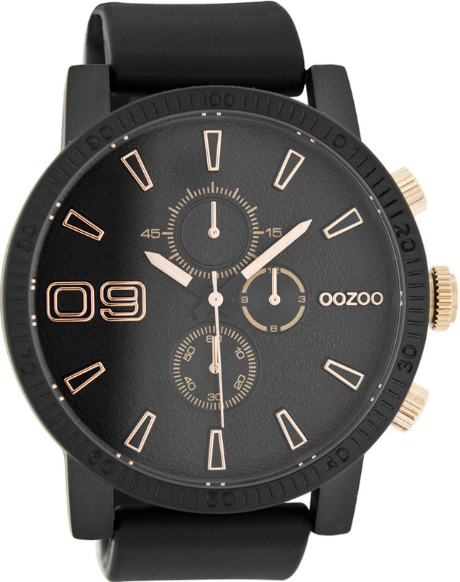 OOZOO Timepieces XXL Black Rubber Strap C7868