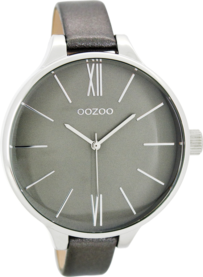 OOZOO Timepieces XL Grey Leather Strap C8029