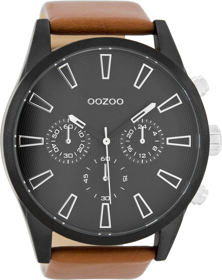 OOZOO Timepieces XXL Brown Leather Strap C8203
