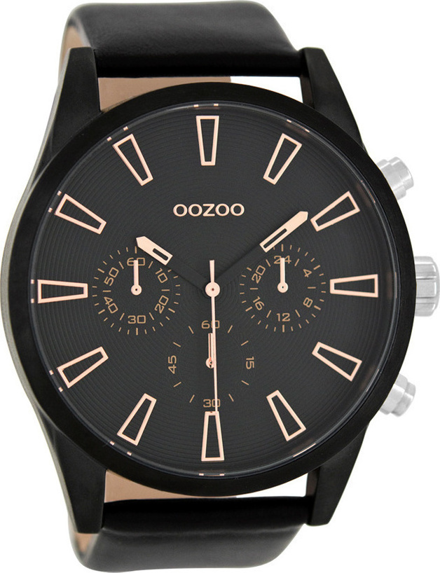 OOZOO Timepieces XXL Black Leather Strap C8204