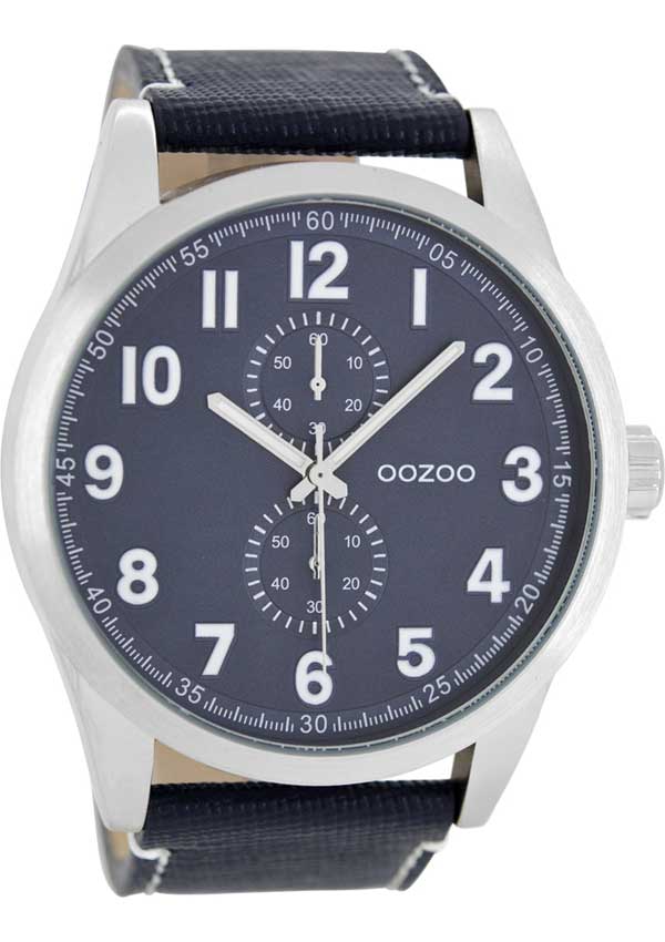 OOZOO Timepieces XXL Blue Leather Strap C8222