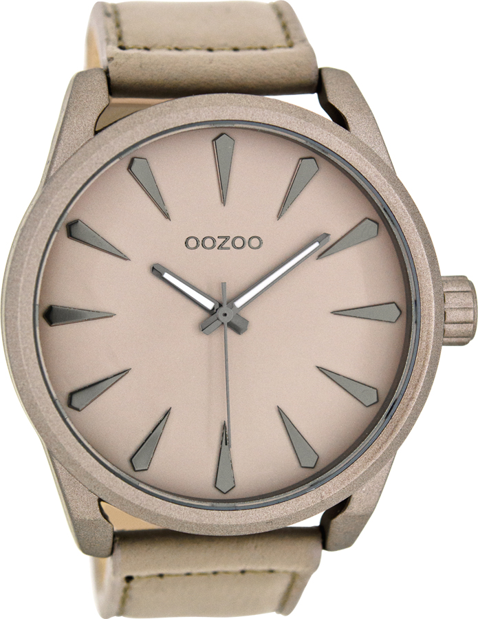 OOZOO Timepieces XXL Beige Leather Strap C8225