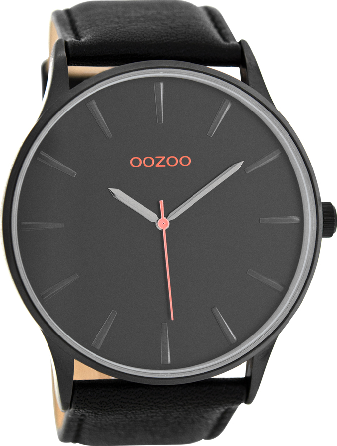 OOZOO Timepieces XXL Black Leather Strap C8233