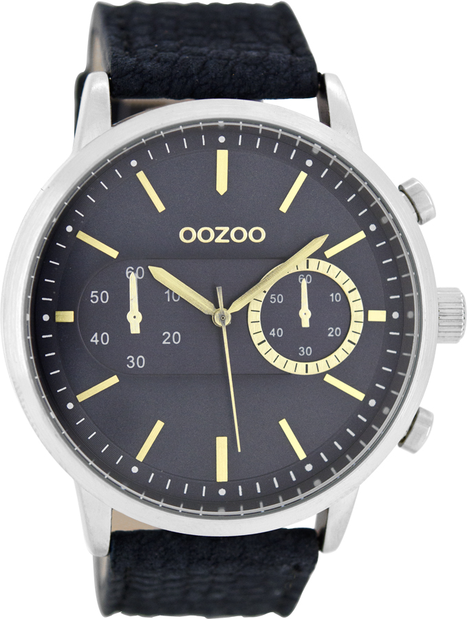 OOZOO Timepieces XXL Blue Leather Strap C8267