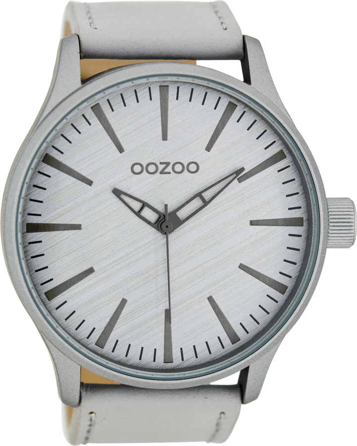 OOZOO Timepieces XL Grey Leather Strap C8275
