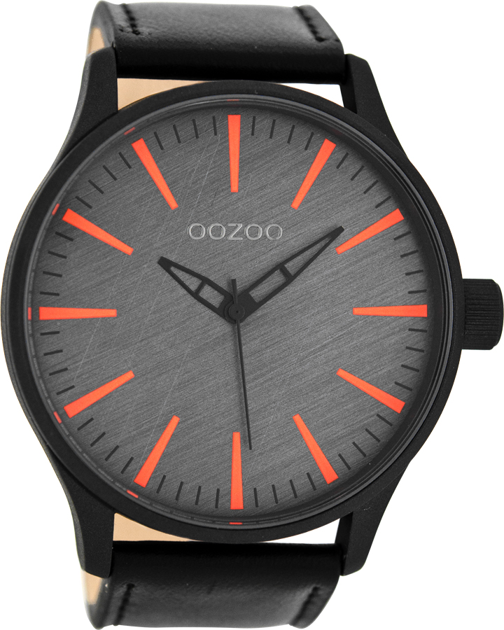 OOZOO Timepieces XL Black Leather Strap C8279