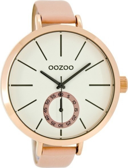 OOZOO Timepieces XXL Rose Gold Pink Leather Strap C8316