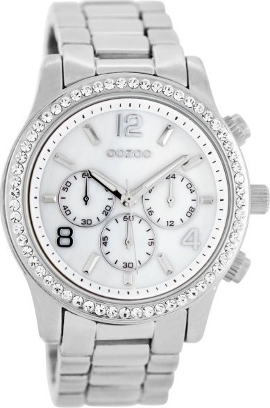 OOZOO Timepieces Crystals Silver Metallic Bracelet C8416