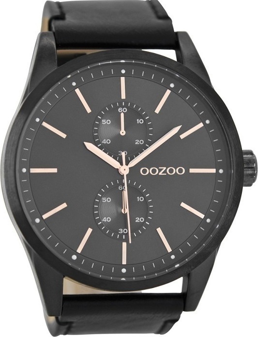 OOZOO Timepieces XXL Black Leather Strap C8514