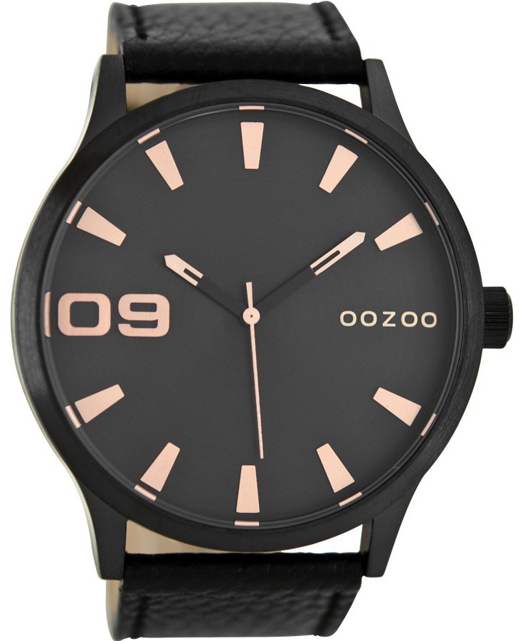 OOZOO Timepieces XXL Black Leather Strap C8534