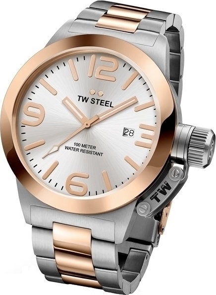 TW STEEL Canteen Style Two Tone Stainless Steel Bracelet CB121