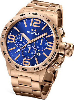 TW STEEL Canteen Style Chrono Rose Gold Stainless Steel Bracelet CB183