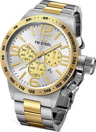 TW STEEL Canteen Style Chrono Two Tone Stainless Steel Bracelet CB33