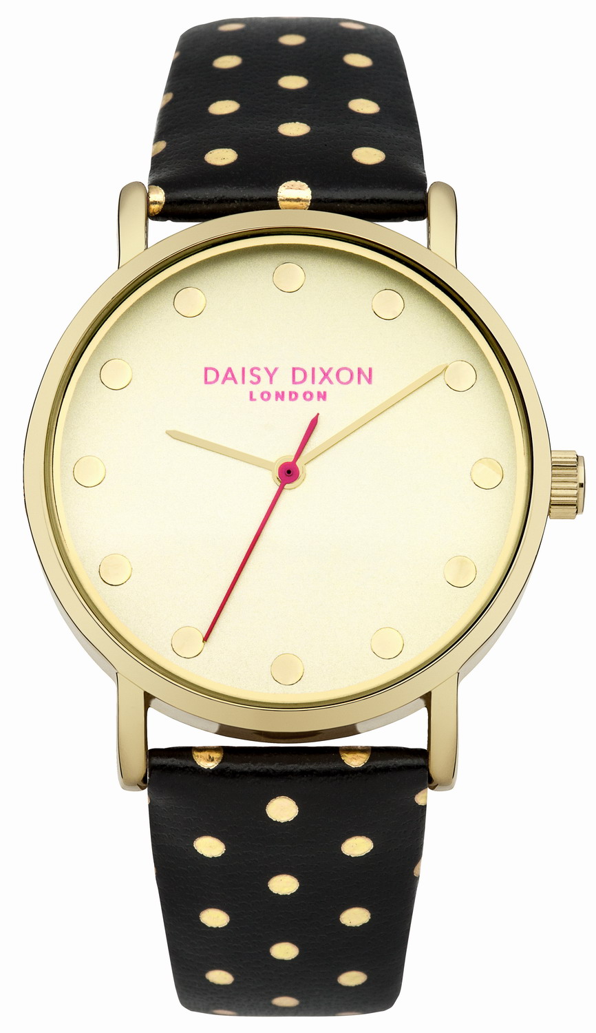 DAISY DIXON Candice Gold Black Leather Strap DD022BG