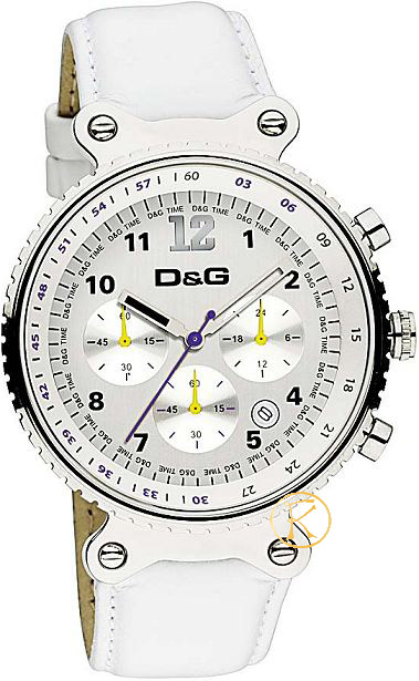 Dolce & Gabbana Silver Dial White Leather Strap DW0305