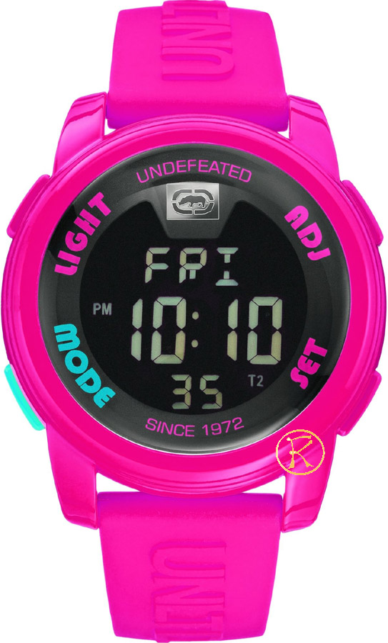 Marc Ecko Unisex Digital Watch with LCD Dial Digital Display and Pink Silicone Strap E07503G8