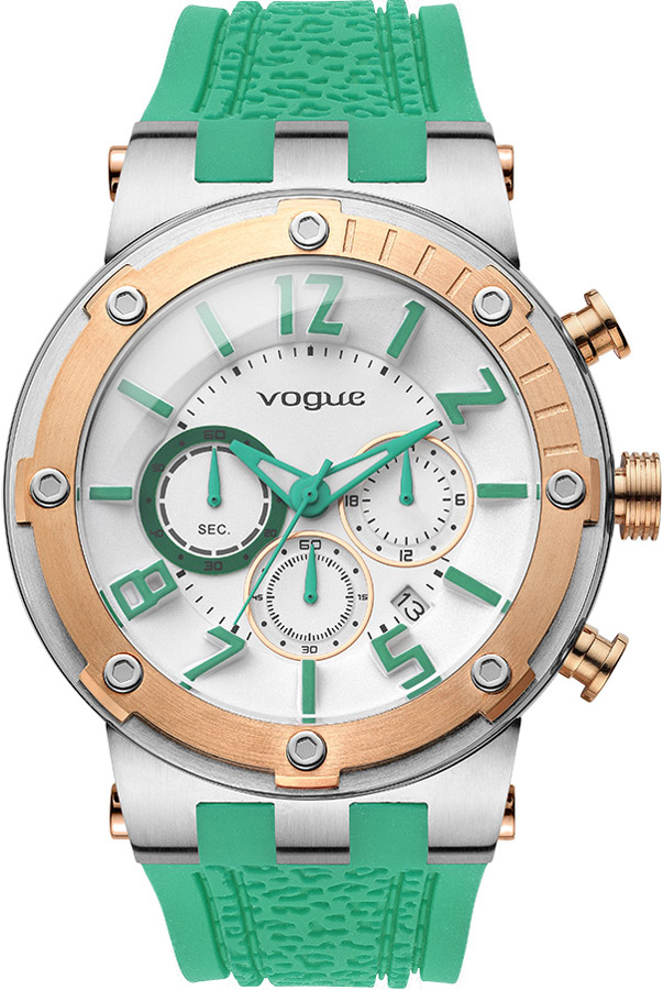 VOGUE Feeling Chronograph Two Tone Gold Plated Rubber Strap 17001.8a