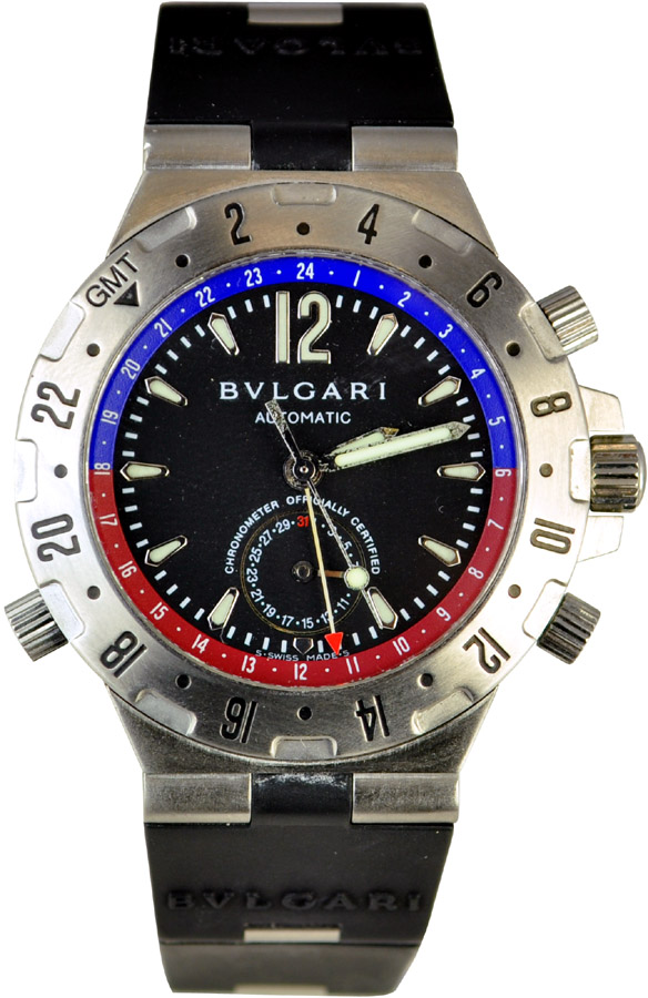 Bulgari Automatic Black Rubber Bracelet-Strap GMT 40SVD