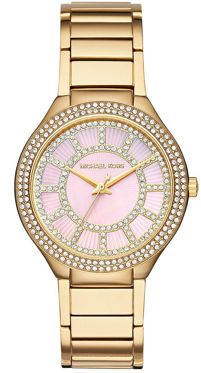Michael Kors Kerry Pink Mother of Pearl Dial Gold- tone Stainless Steel Ladies Watch MK3396
