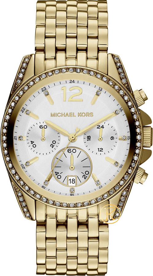 Michael Kors Pressley Chronograph White Dial Gold-tone Ladies Watch MK5835