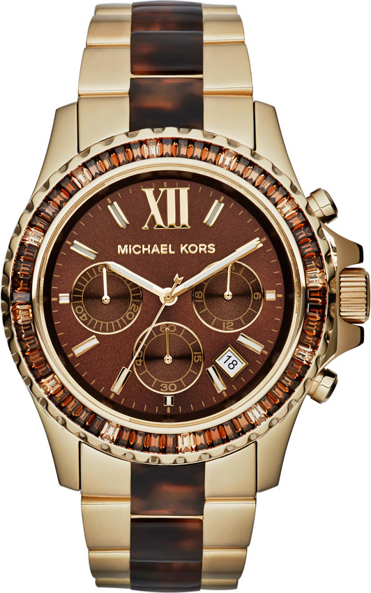 Michael Kors Chronograph Gold Steel And Tortoise Bracelet MK5873