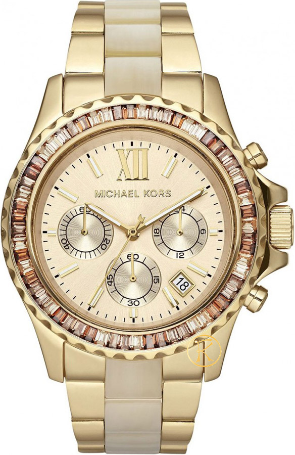 Michael Kors Chronograph Gold Steel And Tortoise Bracelet MK5874