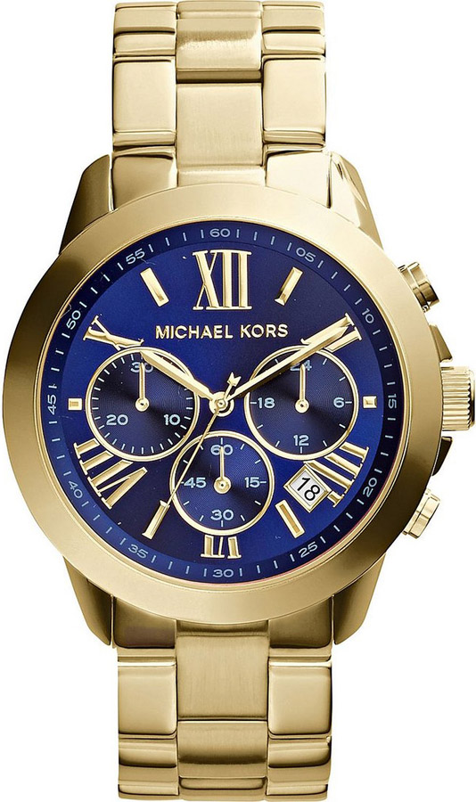 Michael Kors Navy Dial Gold Tone Stainless Steel Lady Chronograph MK5923